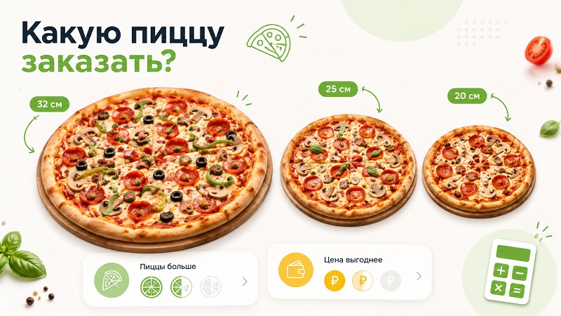 Калькулятор пиццы Калькулятор выгоды пиццы